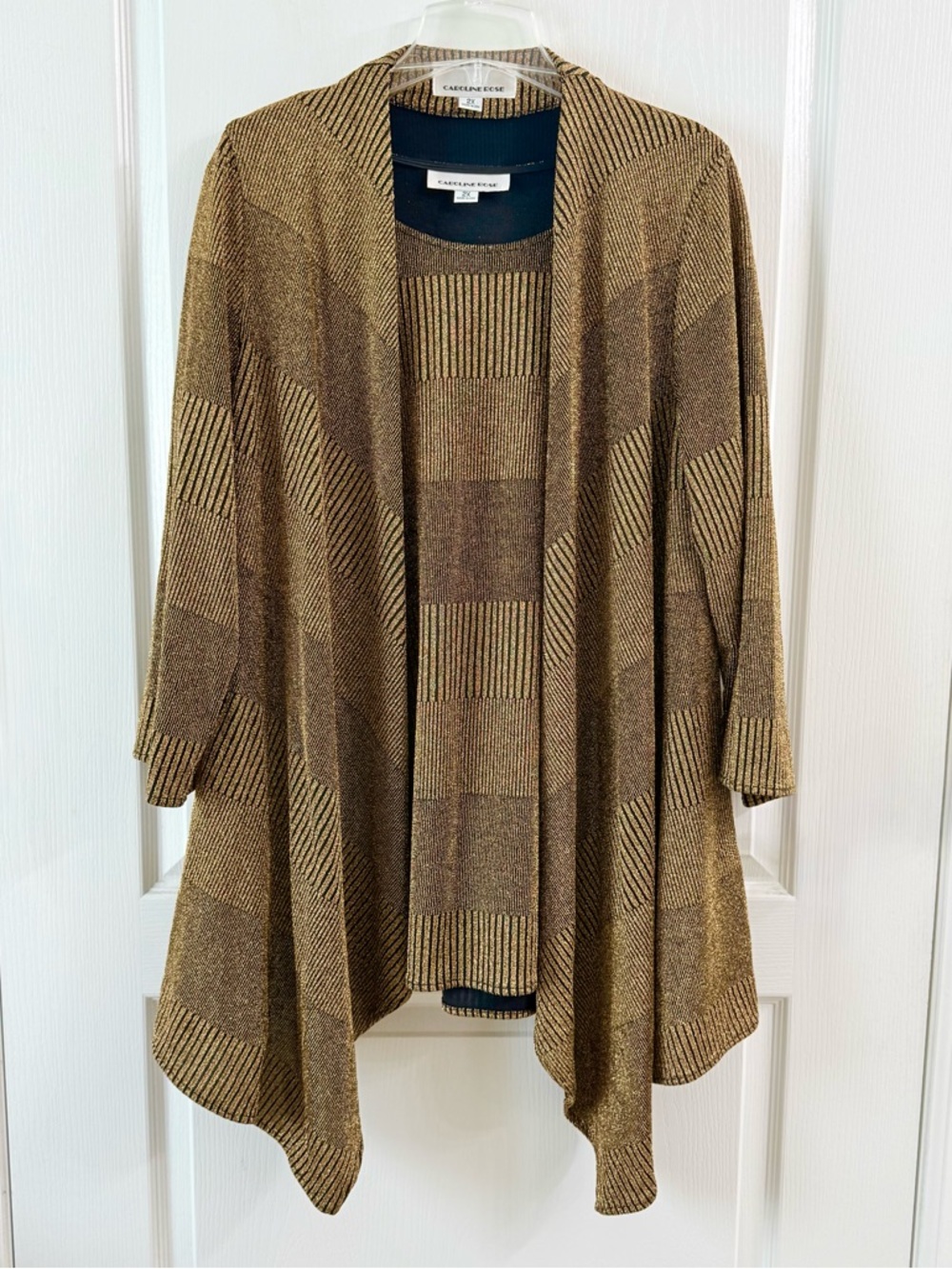 Caroline Rose Gold Open-Front Draped Cardigan